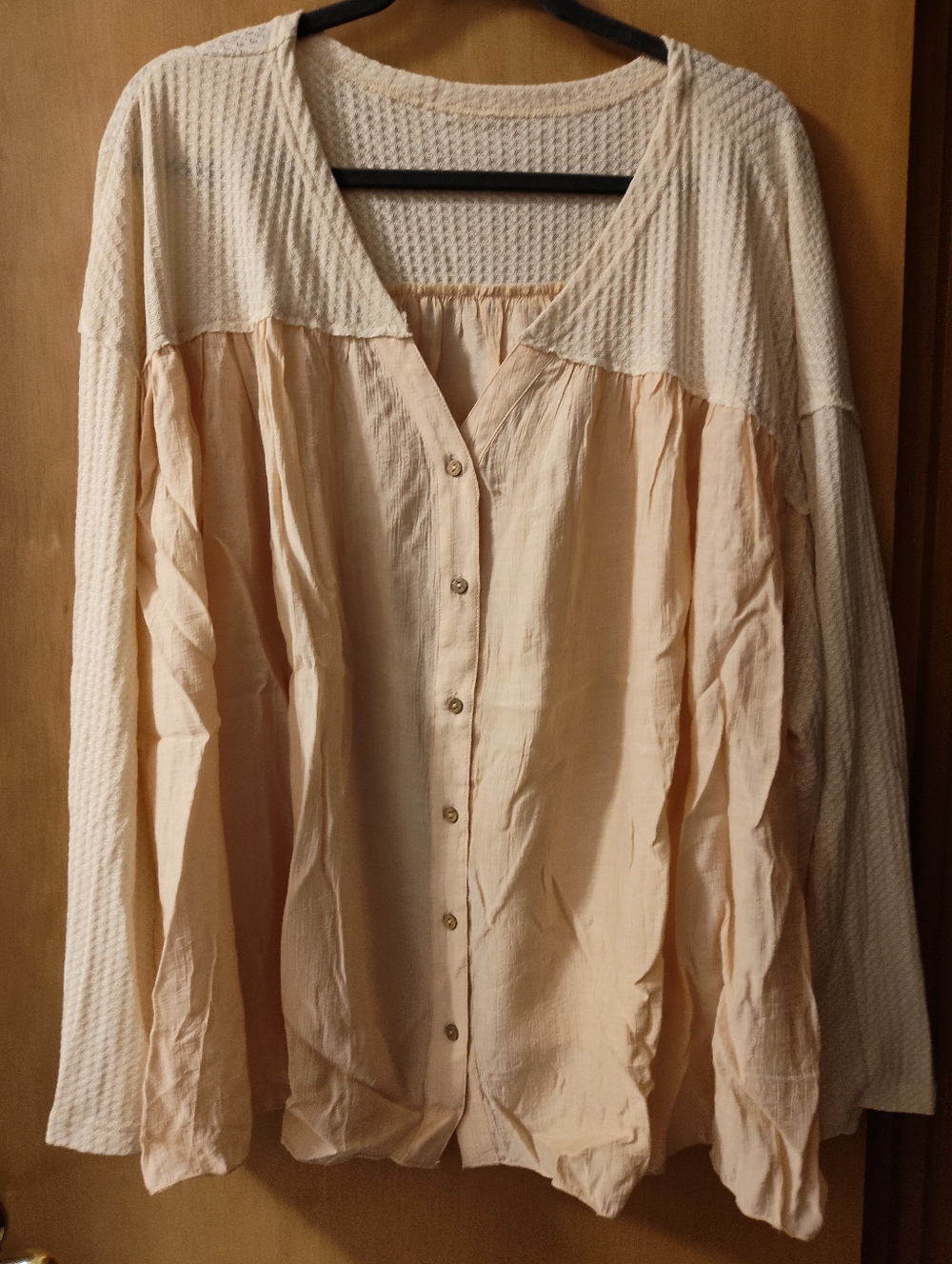 Light Peach Button-Front Women’s Top